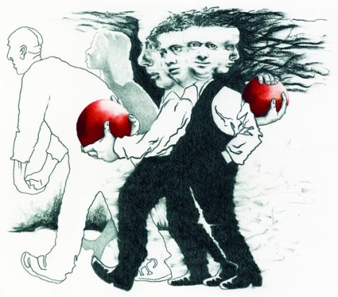 Das Bild zeigt das Titelmotiv des Festivals mit Dylan Thomas