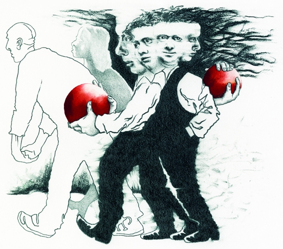 Das Bild zeigt das Titelmotiv des Festivals mit Dylan Thomas